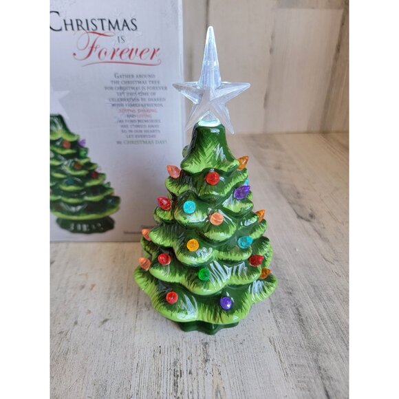 Ceramic green tree light up Christmas forever home decor - Picture 1 of 10